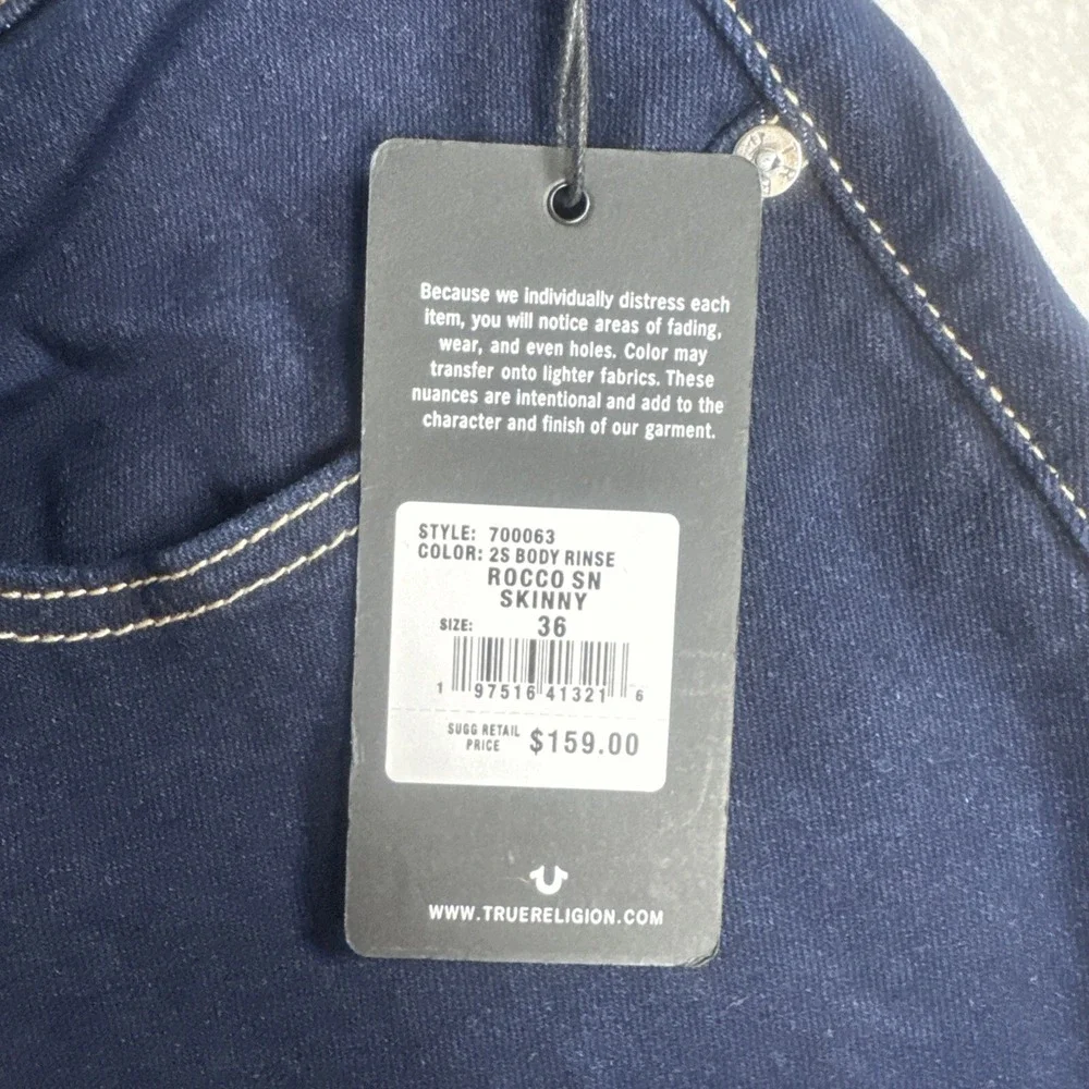 True Religion Rocco Relaxed Skinny Men's Jeans Dark‎ Blue 36